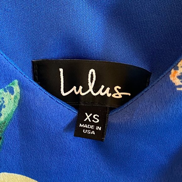 LULU's Blue Floral Adjustable Spaghetti Strap Mini Dress- XS - Picture 2 of 5